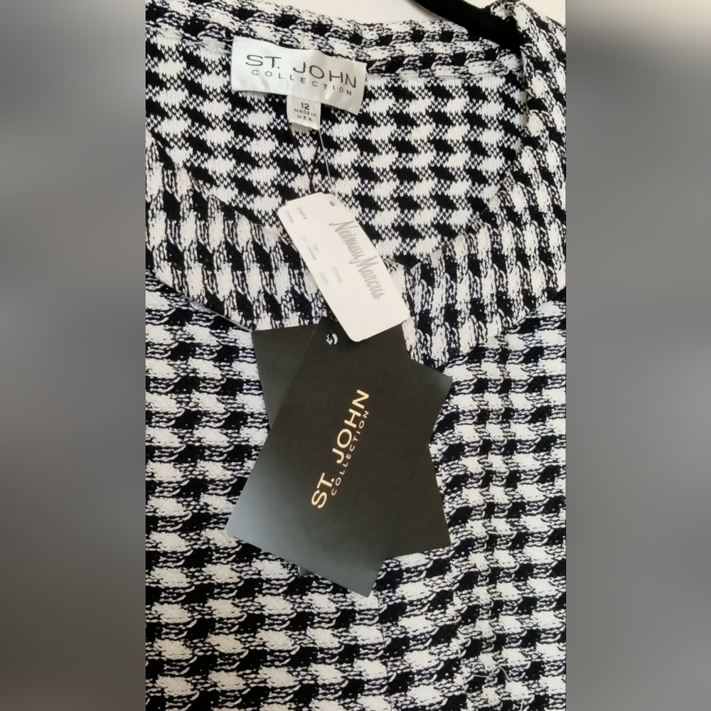 St John Evening Jacket, Black/White Size 12 - Picture 3 of 6